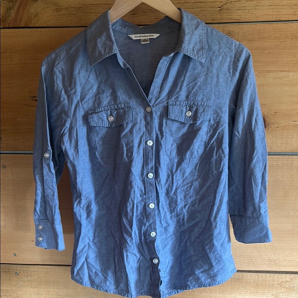 Croft & Barrow Blue Button-Up Shirt